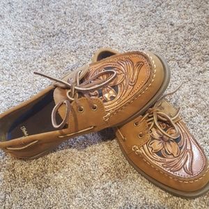 Tooled leather loafer men's size 8